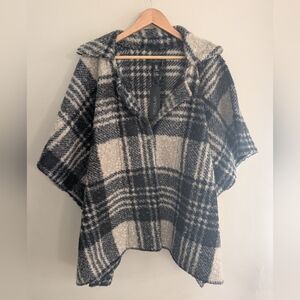 Rachel Zoe Black Taupe Poncho Shawl Cardigan One Size NWT